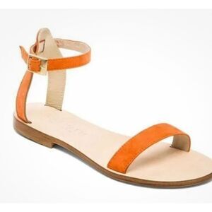 Revolve Cornetti Campanella Mustard Italian Suede Ankle Strap Sandals Size 7/37